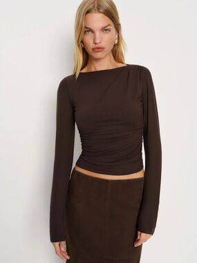 Reformation Liam Knit Top Brown - Size XS